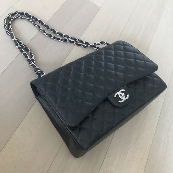 CHANEL Handbags - Chanel Classic Maxi Double Flap Black Caviar